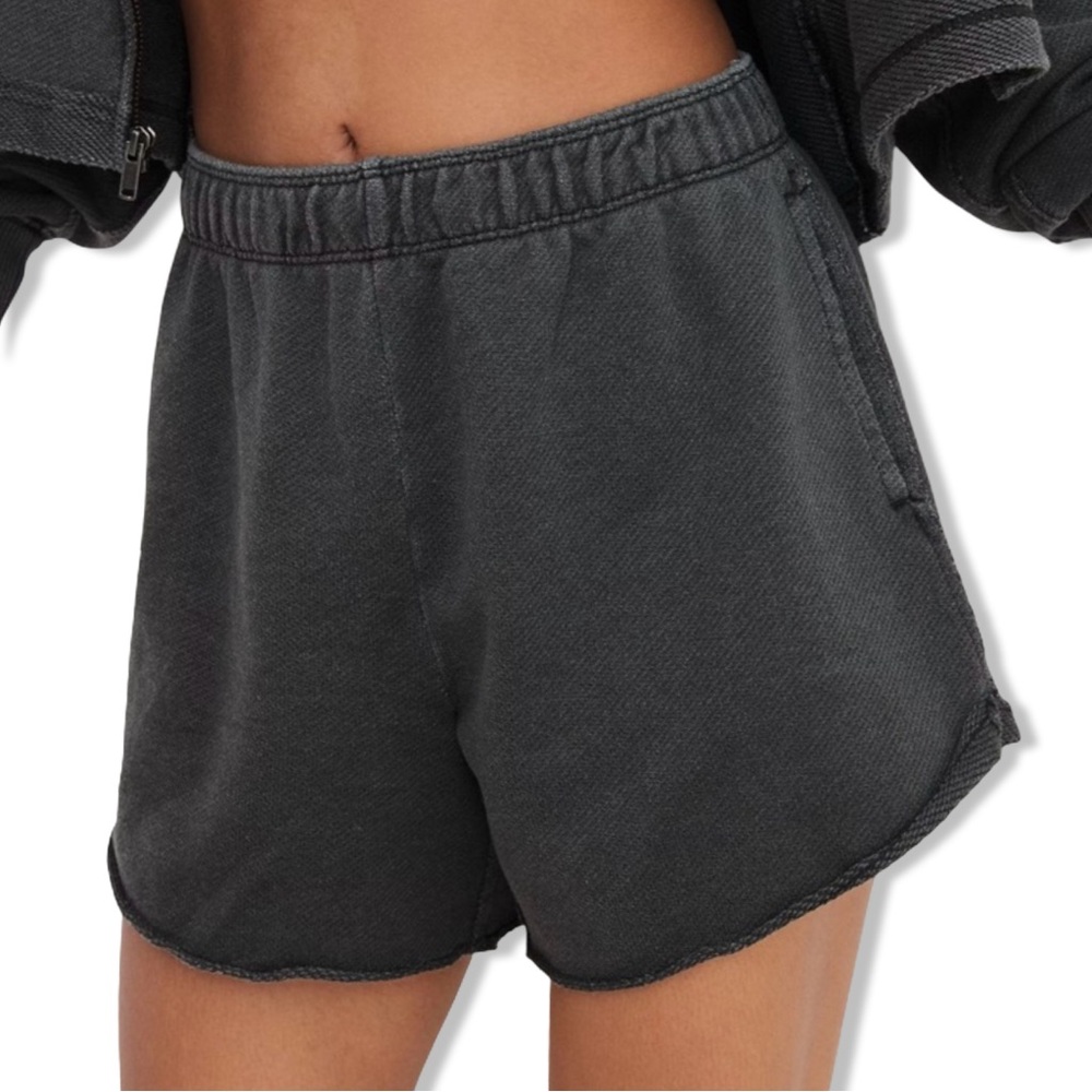 Aerie Grey Beach Party Terry Knit High Rise Shorts Pull On Size Large